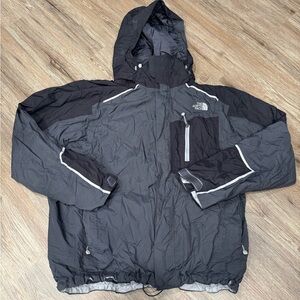 North Face Jacket Mens Large Black Full Zip Hyvent Hooded Windbreaker Rain Coat